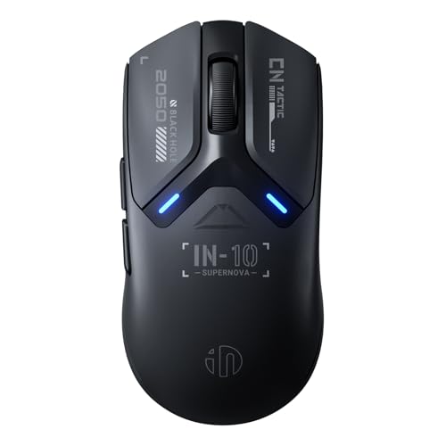 inphic IN10P Gaming-Maus Kabellos, Tri-Mode 2,4G/ USB-C Kabel/Bluetooth Wireless Gaming Maus, 60g Superleicht, 26.000 DPI, PAW3395 Sensor, 8 kHz Abtastrate, Vollständig Programmierbar, Schwarz von inphic