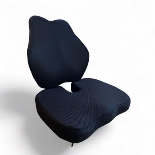 inphysio - 2er Set: Sitzkissen & Rückenkissen Ergonomisch - Stuhlkissen - Lendenkissen - für Schreibtisch, Home Office, Büro - Unterstützung für Wirbelsäule - 45x41x10,5 cm / 45x35x7 cm von inphysio