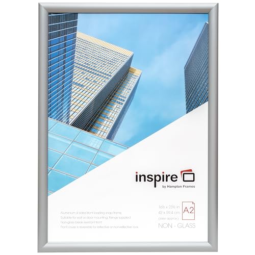 Inspire by Hampton SNAP A2 (42 x 59 cm) Silber Snap Rahmen Acryl (kein Glas) Front IBH-SNAPA2S-1PK von inspire by Hampton Frames