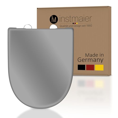 instmaier | D-Form | Toilettendeckel mit Absenkautomatik | Manhattan-Grau | Made in Germany | Toilettensitz aus Duroplast | Leicht abzunehmende Toilettenbrille | WC-Sitz stabil bis 250kg von instmaier