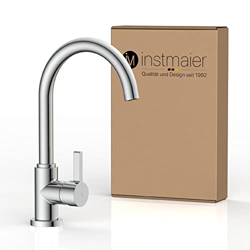 instmaier K3 Küchenarmatur | Wasserhahn Küche | Spültischarmatur mit hohem Auslauf | Armatur für Küchenspüle | Einhebelmischer | Mischbatterie 360° schwenkbar | Chrom von instmaier