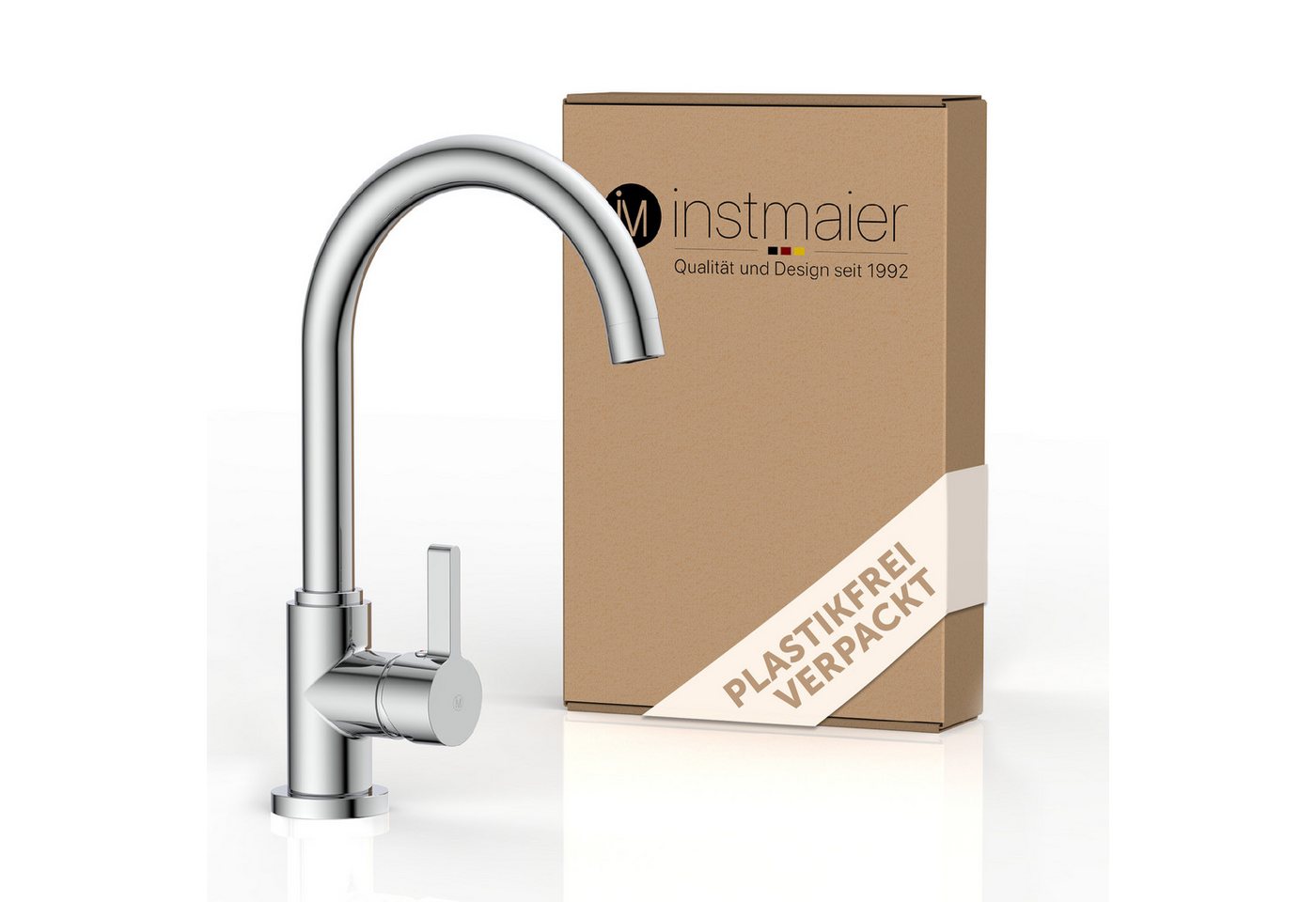 instmaier Küchenarmatur K3, Küchenarmatur mit hohem Auslauf 360° schwenkbar, Chrom-Finishing, Hochdruck von instmaier