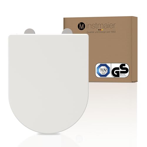 instmaier Toilettendeckel mit Absenkautomatik | Weiß | TÜV geprüft | D-Form | Toilettensitz aus Duroplast | Quick Release Funktion von instmaier