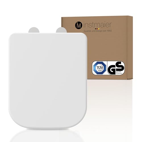 instmaier Toilettendeckel mit Absenkautomatik | Weiß | TÜV geprüft | Eckig | passend für Keramag Renova Nr. 1 | Toilettensitz aus Duroplast | Quick Release Funktion von instmaier