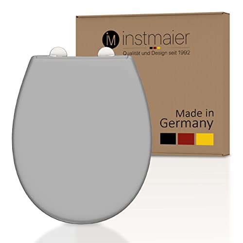 instmaier Toilettendeckel mit Absenkautomatik grau | Made in Germany | ovale Form | Toilettensitz aus Duroplast | Leicht abzunehmende Toilettenbrille | WC-Sitz stabil bis 250kg von instmaier