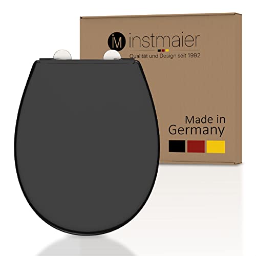 instmaier Toilettendeckel mit Absenkautomatik schwarz | Made in Germany | ovale Form | Toilettensitz aus Duroplast | Leicht abzunehmende Toilettenbrille | WC-Sitz stabil bis 250kg von instmaier