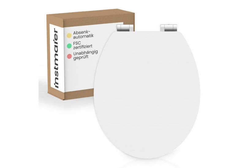 instmaier WC-Sitz Gaia Holz Toilettendeckel, weiß matt, mit doppelter Absenkautomatik von instmaier