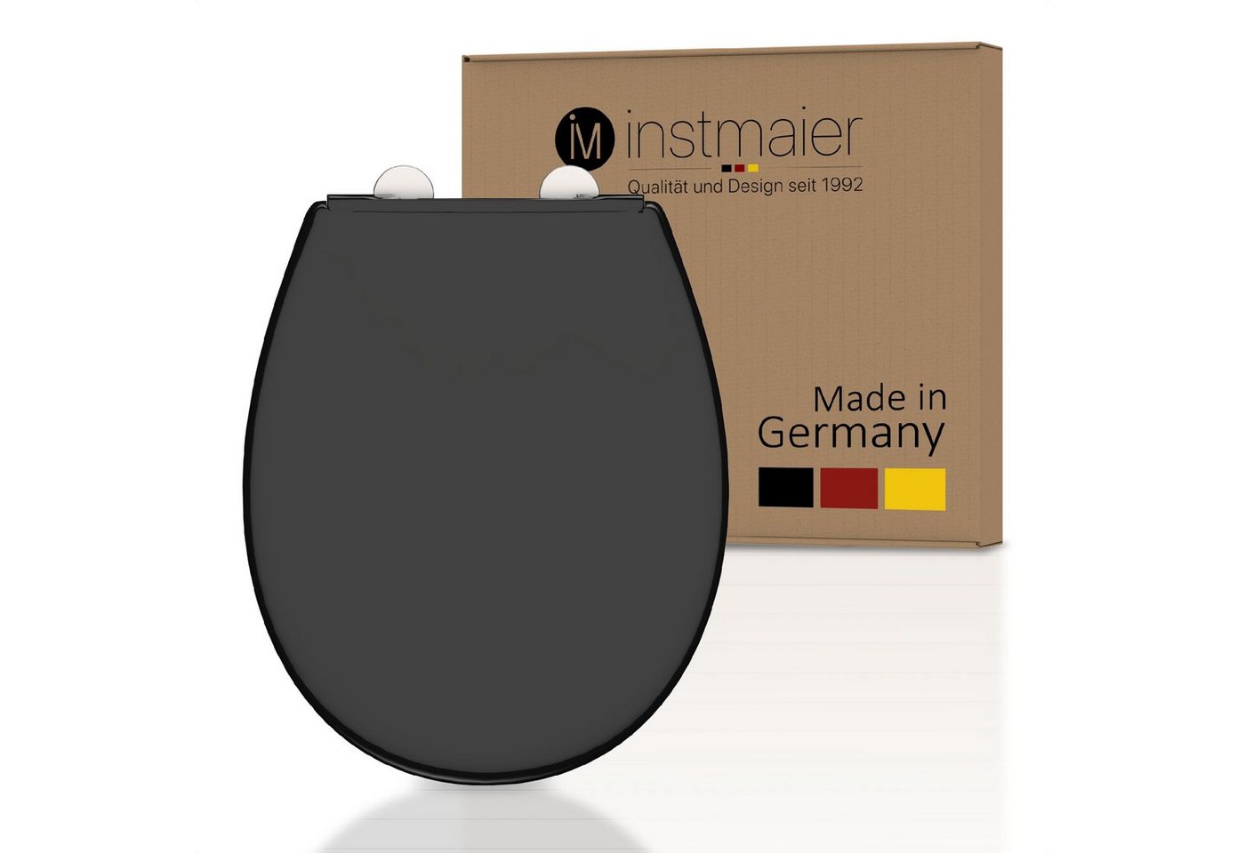 instmaier WC-Sitz Made in Germany, bakterienabweisendes duroplast, bis 250kg, Trendfarbe Schwarz, mit Absenkautomatik, zur Reinigung abnehmbar von instmaier