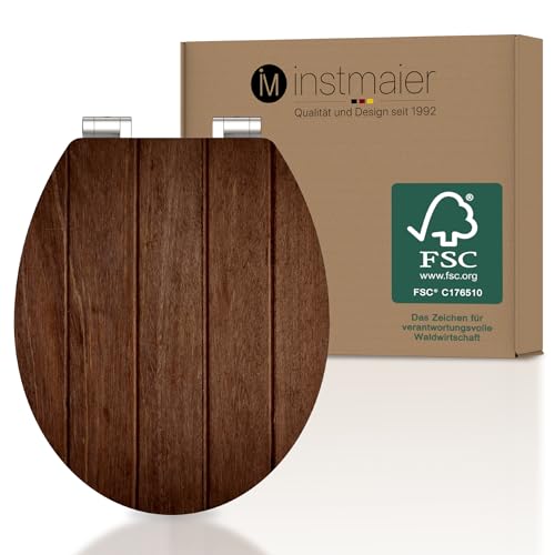 instmaier WC Sitz mit Motiv | Dunkles Holz | Toilettensitz mit Absenkautomatik | Klodeckel aus MDF-Holz | geprüft nachhaltig mit FSC-Zertifizierung | Pflegeleichte Toilettenbrille von instmaier