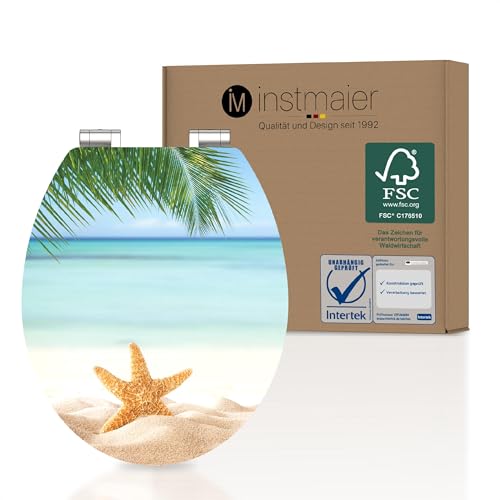 instmaier WC Sitz mit Motiv | Seestern am Strand | Toilettensitz mit Absenkautomatik | Klodeckel aus MDF-Holz | geprüft nachhaltig mit FSC-Zertifizierung | Pflegeleichte Toilettenbrille von instmaier