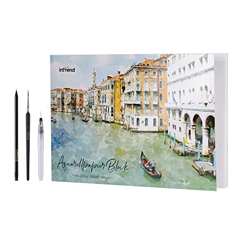 int!rend Aquarellpapier A3 300 g/m² - 20 Seiten - Aquarellblock mit Wassertankpinsel & Bleistift - Aquarell Papier zum Malen, Watercolor Paper int!rend Aquarellpapier A3 300 g/m² - 20 Seiten - Aquarellblock mit Wassertankpinsel & Bleistift - Aquarell Papier zum Malen, Watercolor Paper von int!rend