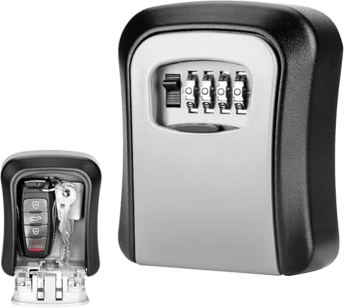 intellitoy Aluminium-Schlüsselsafe 4-Zahlencode Wandmontierung Grau – Robuster Schutz für Haushalts- und Garten-Schlüssel von intellitoy
