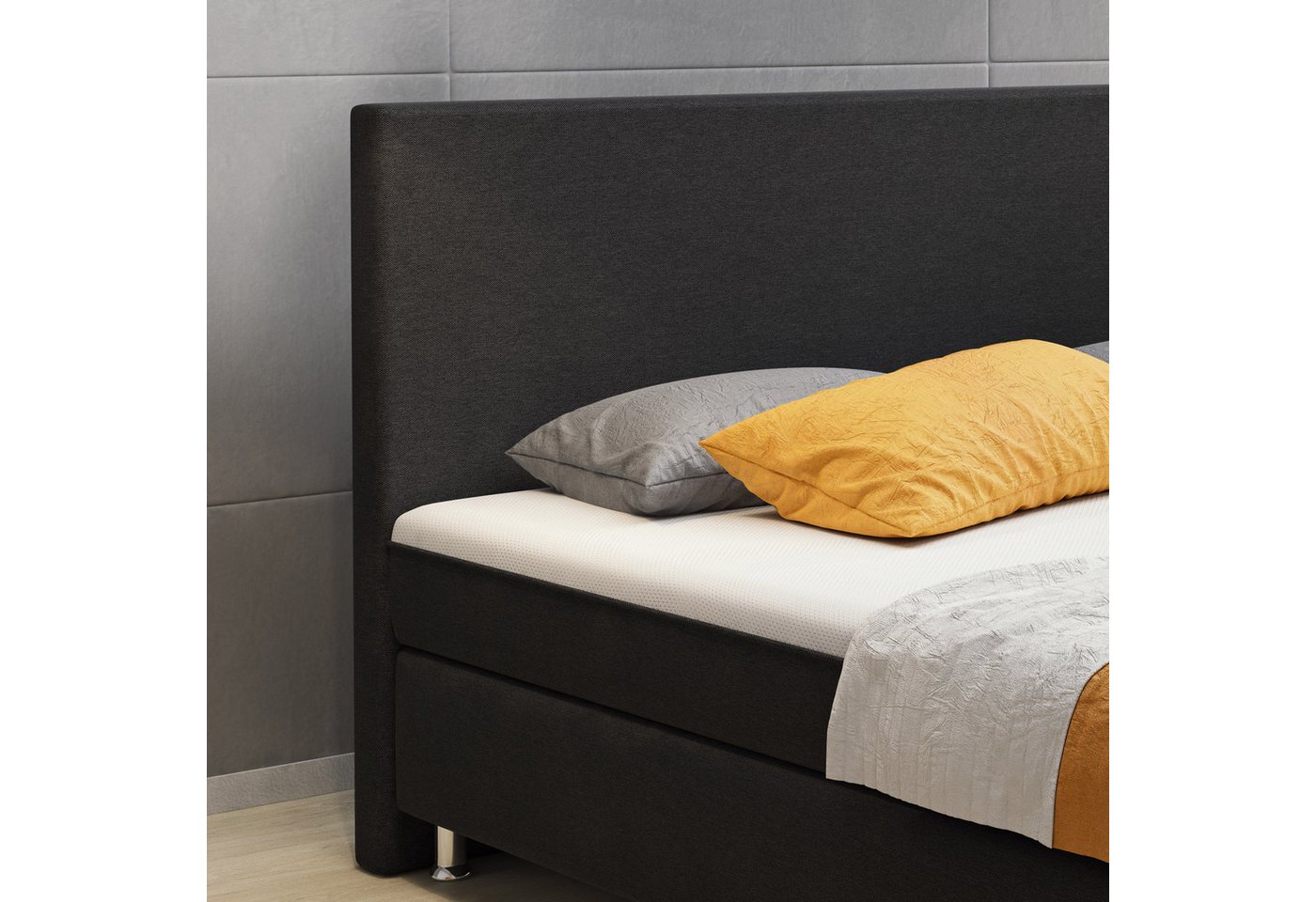 inter Boxspringbett Berlin 180x200 cm Doppelbett mit intergriertem Topper (Boxspringbett Set, Inkl.Kopfteil mit integriertem Topper und Matratzen), SOFORT LIEFERBAR von inter