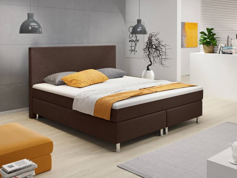 inter Boxspringbett Berlin 180x200 cm Doppelbett mit intergriertem Topper (Boxspringbett Set, Inkl.Kopfteil mit integriertem Topper und Matratzen), SOFORT LIEFERBAR von inter