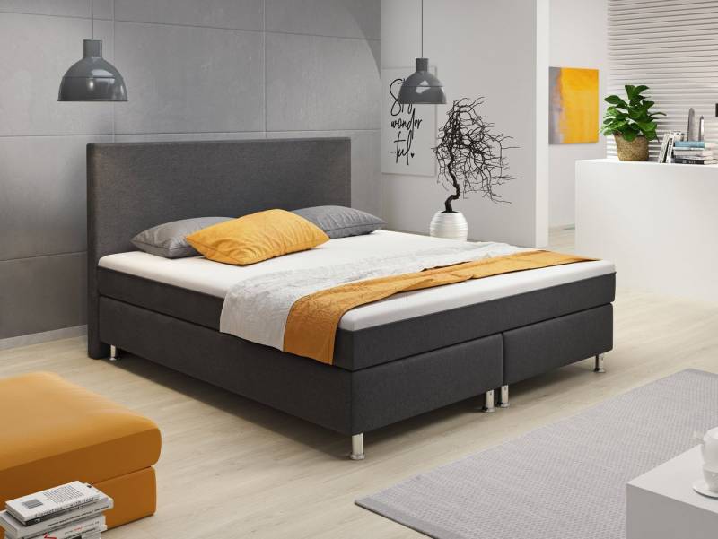 inter Boxspringbett Berlin 180x200 cm Doppelbett mit intergriertem Topper (Boxspringbett Set, Inkl.Kopfteil mit integriertem Topper und Matratzen), SOFORT LIEFERBAR von inter