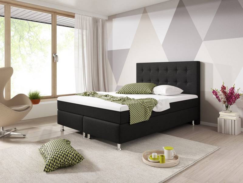 inter Boxspringbett K Plus mit integriertem Topper 140x200 Webstoff (TOP AKTION, Kopfteil,Matratzen), SOFORT LIEFERBAR von inter