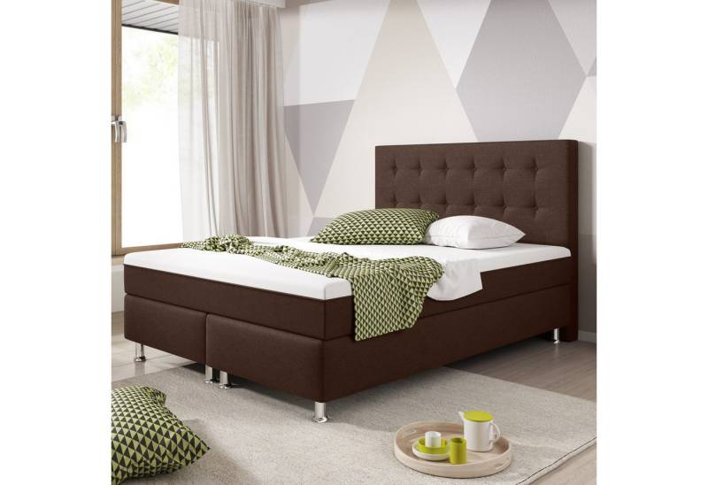 inter Boxspringbett K Plus mit integriertem Topper 140x200 Webstoff (TOP AKTION, Kopfteil,Matratzen), SOFORT LIEFERBAR von inter