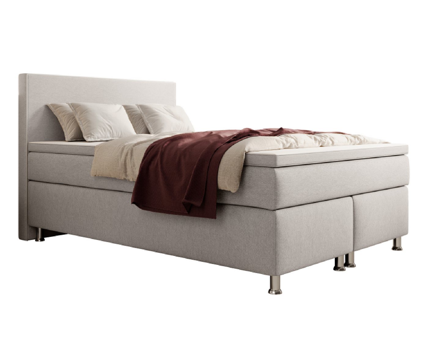 inter Boxspringbett Gent inkl.Topper (140x200 cm, Anthrazit), inkl. 7 Zonen Taschenfederkernmatratzen, inkl.Topper von inter