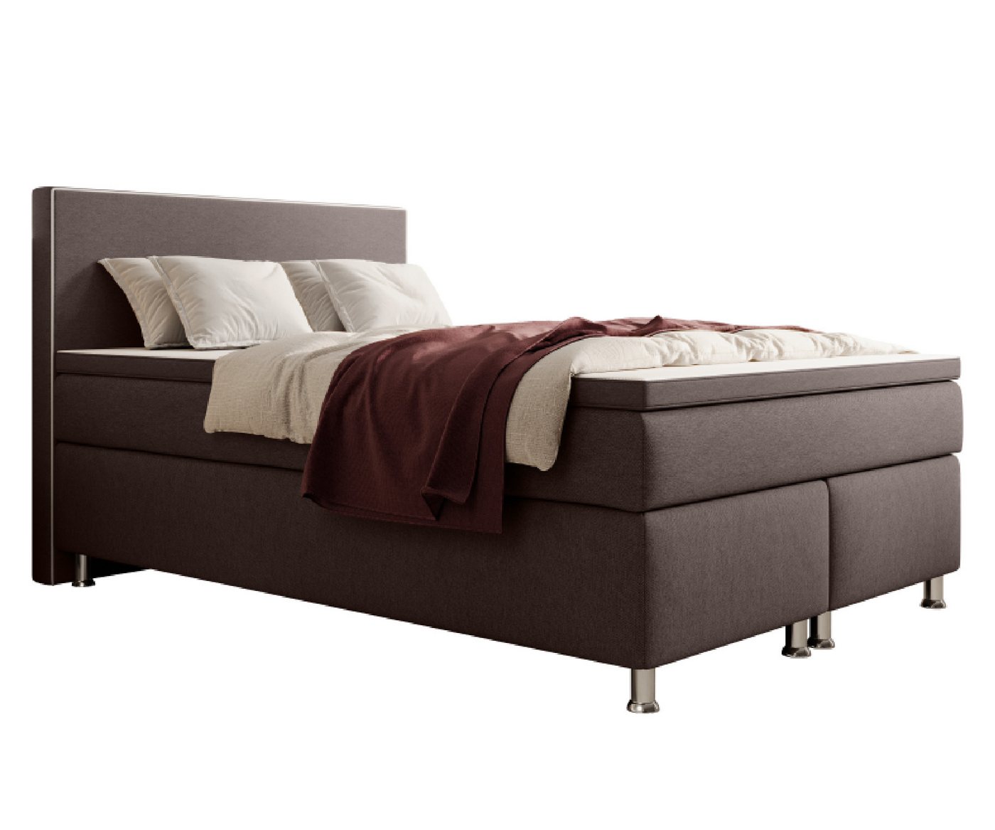 inter Boxspringbett Gent inkl.Topper (140x200 cm, Anthrazit), inkl. 7 Zonen Taschenfederkernmatratzen, inkl.Topper von inter