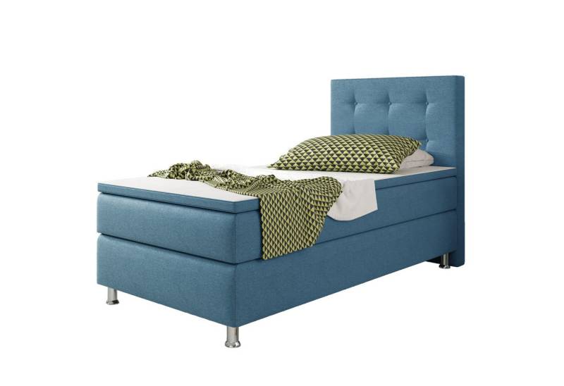 inter Boxspringbett Köln 90x200cm mit inkl. Topper und Matratzen (Bett, Komplett Set, Bett Schlafbett mit Matratze 90x200 cm), inkl.Kopfteil mit Matratzen und Topper von inter