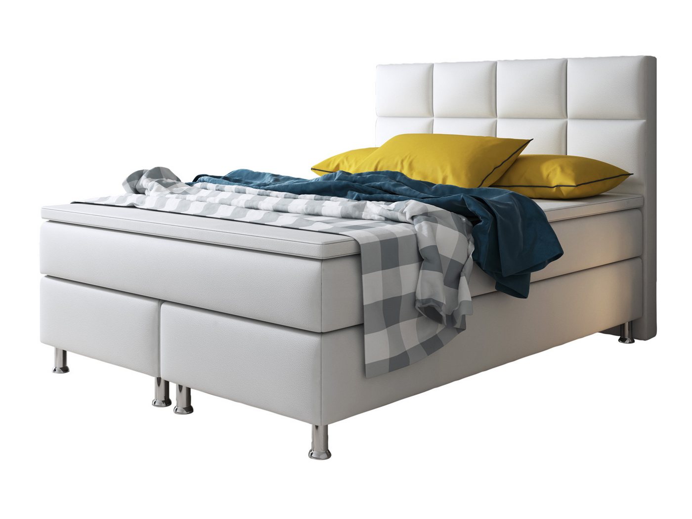 inter Boxspringbett Miami 140x200 cm inkl. Topper (inkl.Kopfteil mit Matratzen und Topper), SOFORT LIEFERBAR von inter