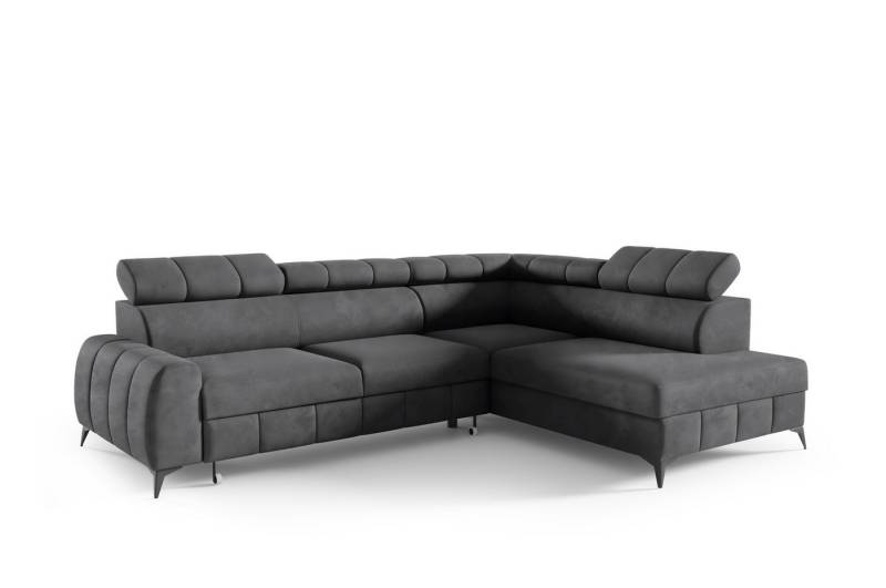 inter Ecksofa LIMA Samt Anthrazit Bettkasten Kopfteilverstellung, mit Relaxfunktion von inter