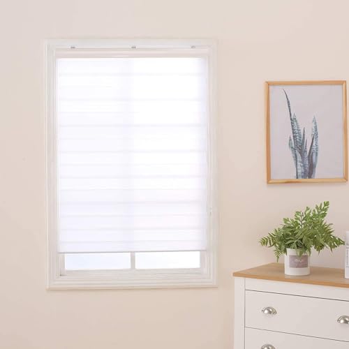 Doppelrollo Klemmfix Ohne Bohren 100cm x 160cm Duo Rollo, Zebrarollo Seitenzugrollo Easyfix für Fenster & Türen - Weiß von interGo