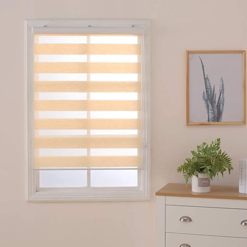 Doppelrollo Klemmfix Ohne Bohren 120cm x 160cm Duo Rollo, Zebrarollo Seitenzugrollo Easyfix für Fenster & Türen - Linen Doppelrollo Klemmfix Ohne Bohren 120cm x 160cm Duo Rollo, Zebrarollo Seitenzugrollo Easyfix für Fenster & Türen - Linen von interGo
