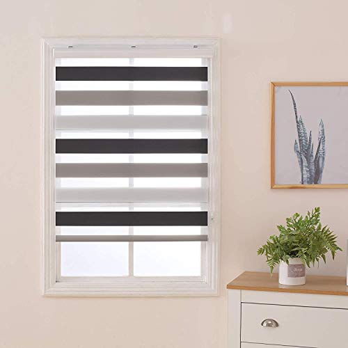 Doppelrollo Klemmfix Ohne Bohren 60cm x 160cm Duo Rollo, Zebrarollo Seitenzugrollo Easyfix für Fenster & Türen - Mixed von interGo
