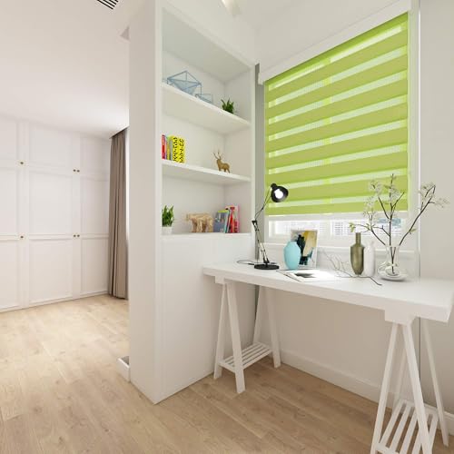 Doppelrollo Klemmfix Ohne Bohren 80cm x 160cm Duo Rollo, Zebrarollo Seitenzugrollo Easyfix für Fenster & Türen - Grün von interGo