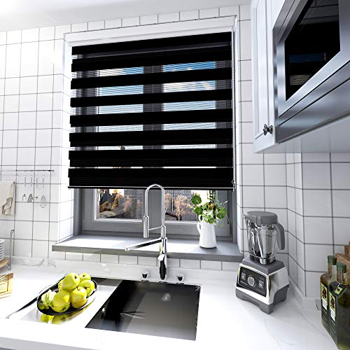 interGo Doppelrollo Klemmfix Ohne Bohren, B100cm x H150cm Duo Rollo mit Aluminium Kassette, Seitenzugrollo Easyfix für Fenster & Türen - Anthrazit von interGo