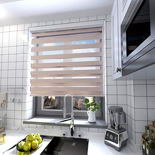 interGo Doppelrollo Klemmfix Ohne Bohren, B100cm x H150cm Duo Rollo mit Aluminium Kassette, Seitenzugrollo Easyfix für Fenster & Türen - Taupe von interGo