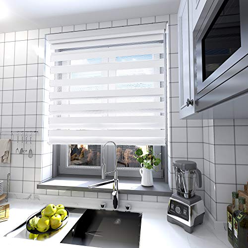 interGo Doppelrollo Klemmfix Ohne Bohren, B100cm x H150cm Duo Rollo mit Aluminium Kassette, Seitenzugrollo Easyfix für Fenster & Türen - Weiß von interGo