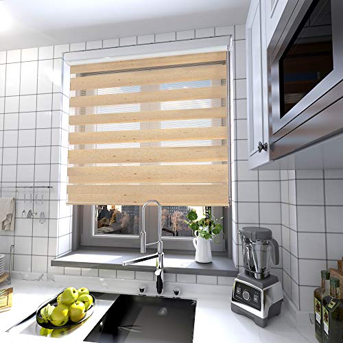 interGo Doppelrollo Klemmfix Ohne Bohren, B120cm x H150cm Duo Rollo mit Aluminium Kassette, Seitenzugrollo Easyfix für Fenster & Türen - Linen von interGo