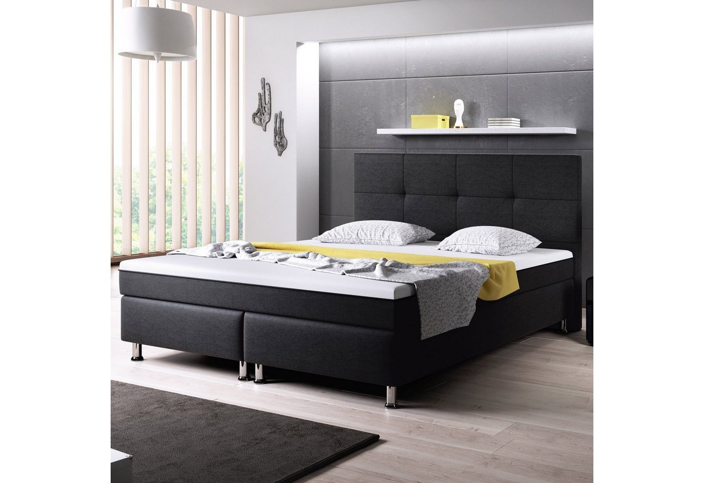 interbed Boxspringbett Dallas 180x200 cm inkl. mit intergriertem Topper (mit intergriertem Topper inkl.Topper), mit intergriertem Topper inkl.Topper von interbed