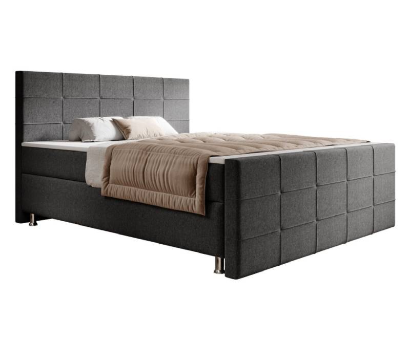 interbed Boxspringbett Florenz 180x200cm Webstoff (Bett 180x200 cm mit Fussteil Schlafbett Betten), inklusive Fußteil, Matratzen und Topper von interbed