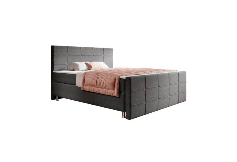 interbed Boxspringbett Florenz 180x200cm Webstoff (Bett 180x200 cm mit Fussteil Schlafbett Betten), inklusive Fußteil, Matratzen und Topper von interbed