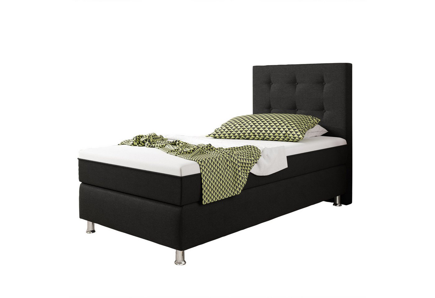 interbed Boxspringbett Köln Plus 90x200 cm Webstoff Schwarz mit Topper-Optik interbed Boxspringbett Köln Plus 90x200 cm Webstoff Schwarz mit Topper-Optik von interbed