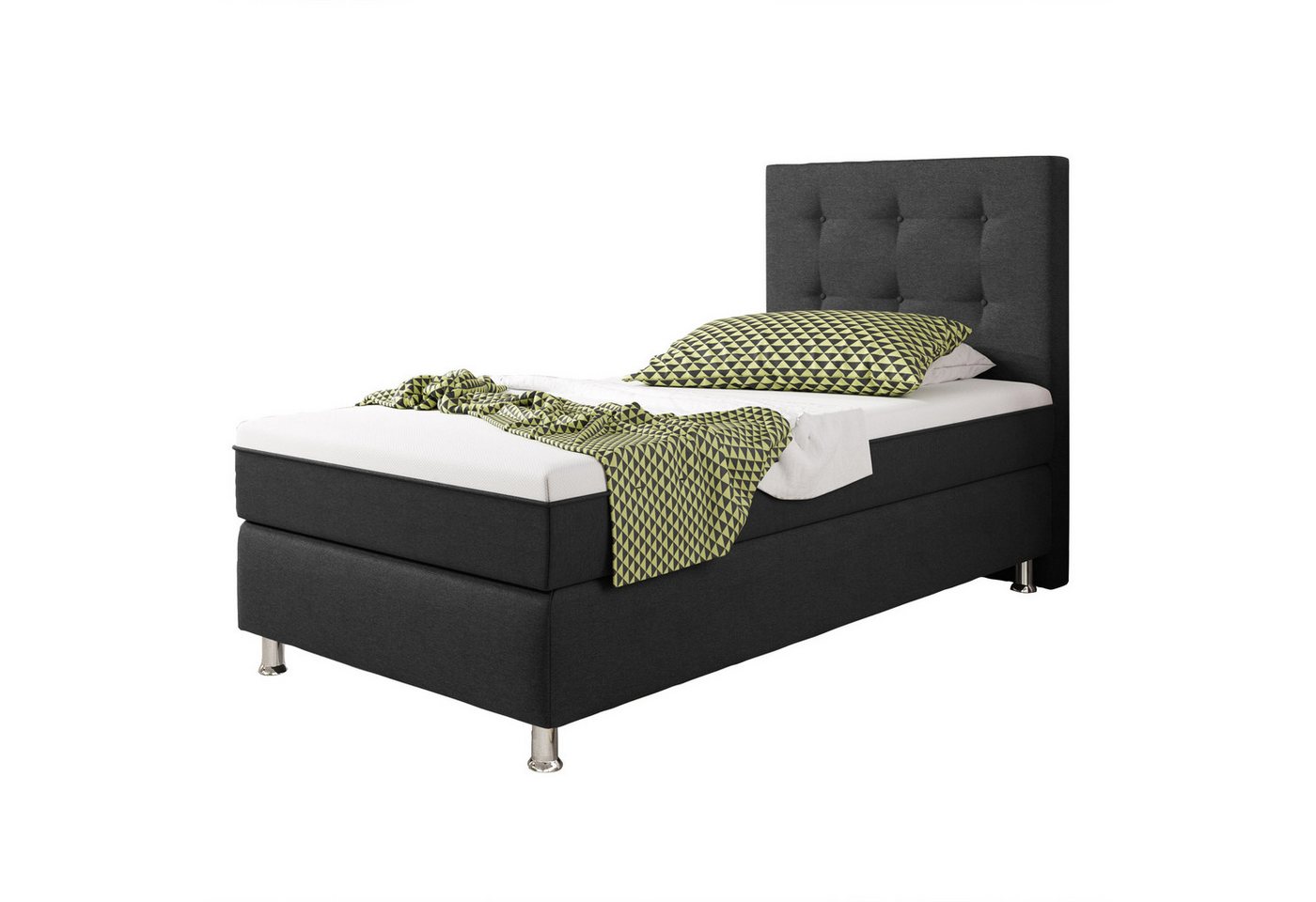 interbed Boxspringbett Köln Plus 90x200 cm Webstoff Schwarz mit Topper-Optik interbed Boxspringbett Köln Plus 90x200 cm Webstoff Schwarz mit Topper-Optik von interbed