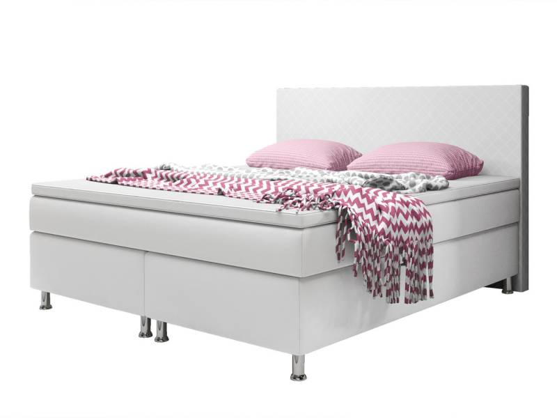 interbed Boxspringbett Madrid 180x200 cm Kunstleder (Bett 180x200 cm Kunstleder Schlafbett Hotelbett), inklusive Matratzen und Topper von interbed