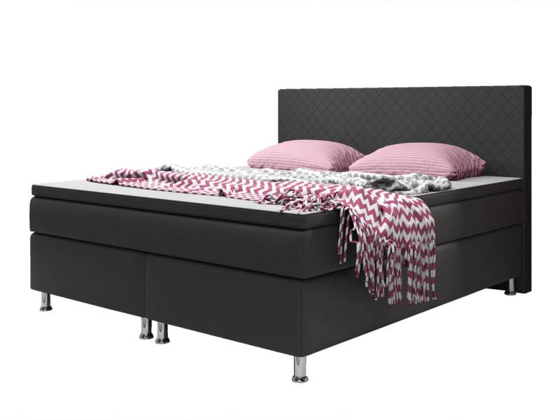 interbed Boxspringbett Madrid 180x200 cm Kunstleder (Bett 180x200 cm Kunstleder Schlafbett Hotelbett), inklusive Matratzen und Topper von interbed