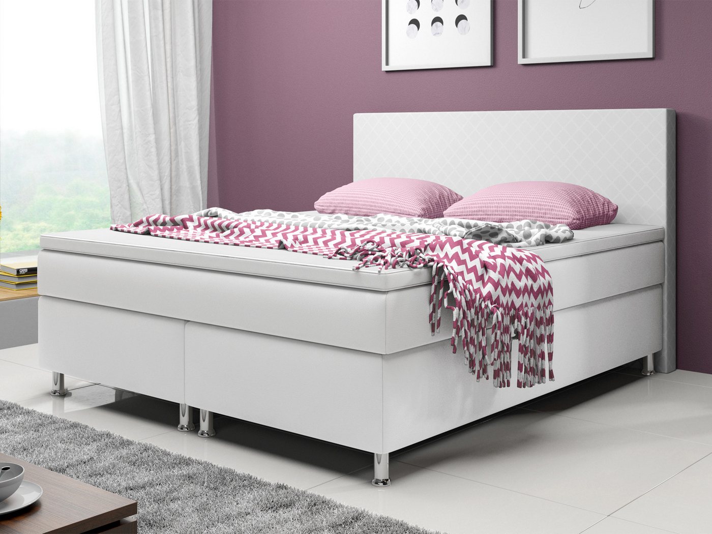 interbed Boxspringbett Madrid 180x200 cm inkl. Topper (Spar-Set, inkl.Topper, inkl.Matratzen, inkl. Kopfteil) von interbed