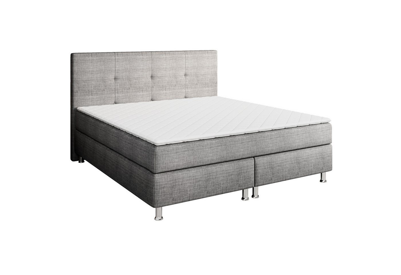 interbed Boxspringbett New York 180x200 cm Webstoff anthrazit (springboxbett Schlafbett), Bett 180x200cm inklusive Matratzen und Topper von interbed