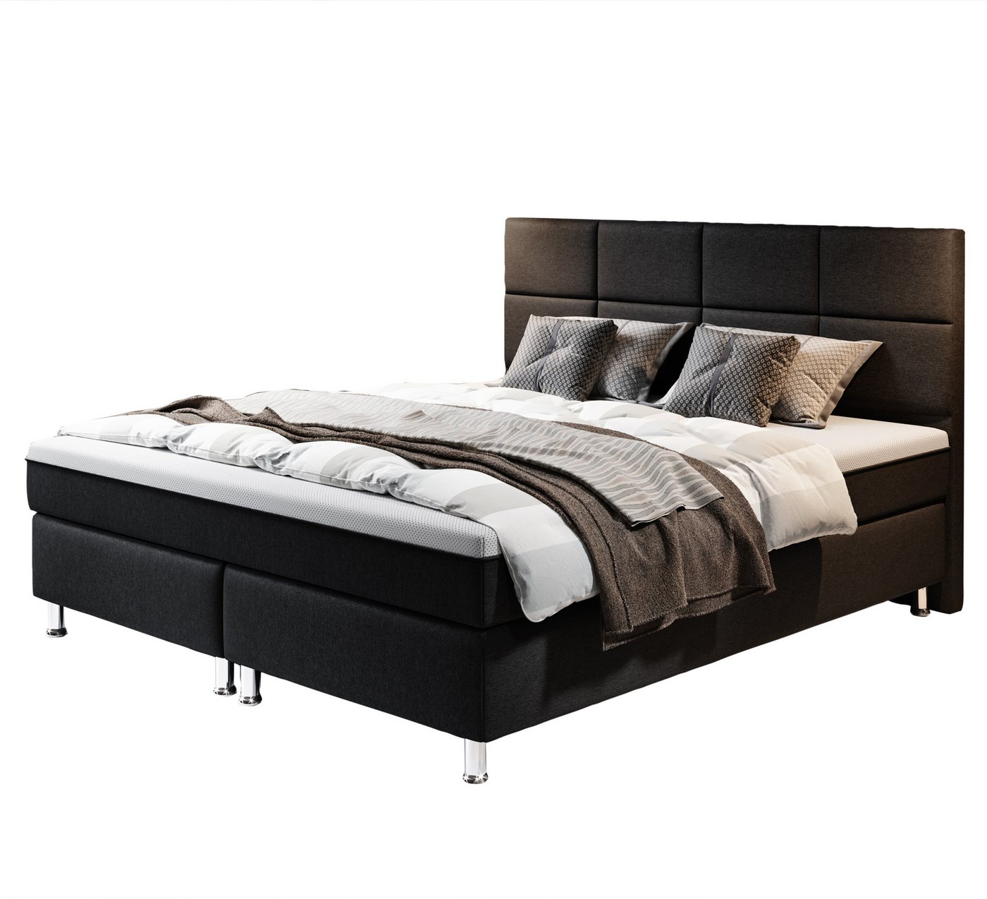 interbed Boxspringbett R2 180x200 cm Webstoff, mit Topper-Optik interbed Boxspringbett R2 180x200 cm Webstoff, mit Topper-Optik von interbed