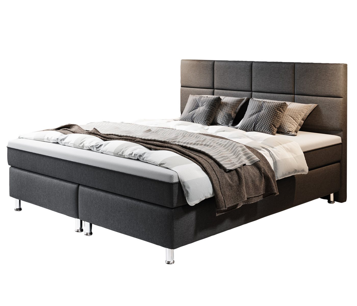 interbed Boxspringbett R2 180x200 cm Webstoff, mit Topper-Optik interbed Boxspringbett R2 180x200 cm Webstoff, mit Topper-Optik von interbed