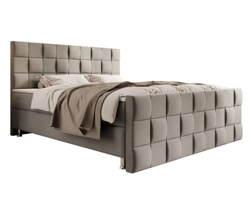 interbed Boxspringbett Tarifa 180x200cm Samt (Boxspringbett, Bett schlafbett mit matratze 180x200), Design inklusive Fußteil, Matratzen und Topper von interbed