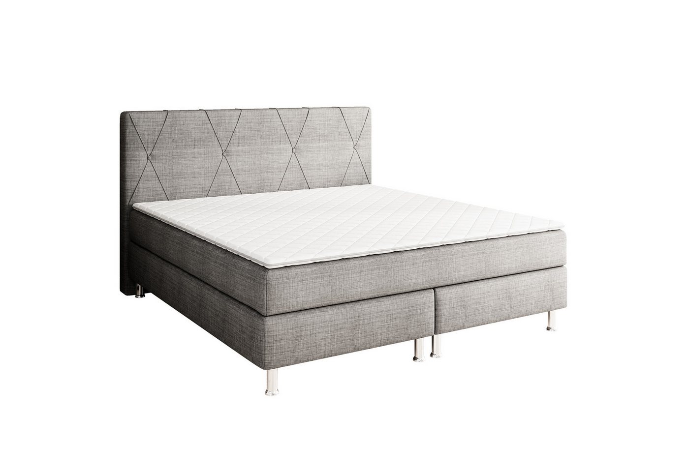 interbed Boxspringbett Tokio 180x200 cm Webstoff anthrazit BEZ 176552 (Boxsringbetten, Bett schlafbett mit matratze 180x200), inklusive Matratzen und Topper von interbed