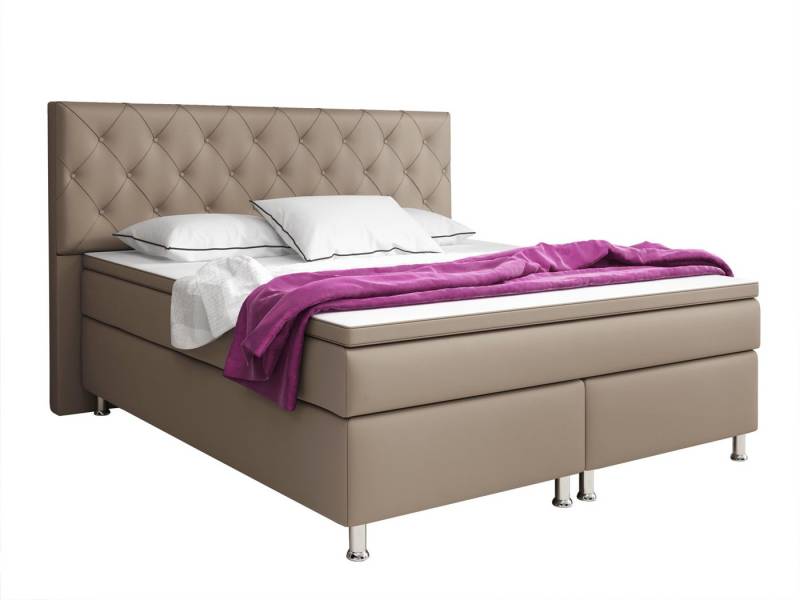 interbed Boxspringbett Turin 180x200 cm Kunstleder (Boxspringbett, Bett schlafbett mit matratze 180x200), Design Bett inkl. Matratzen und Topper von interbed