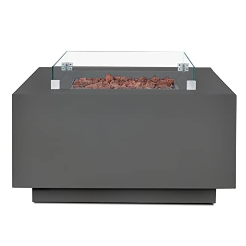 intergrill Gasfeuerstelle TM18012 Designer Fire Pit Feuertisch für Garten mit Lavasteinen Glas Steinoptik Quadratisch 91,5 x 91,5 x 66cm von intergrill
