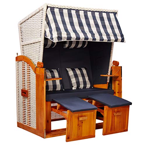 intergrill Strandschönheiten Doris Ostsee Strandkorb 2-Sitzer Vollholzfront Verschiedene Dekor innen außen für Balkone Terrassen Wintergärten Garten Lounge inkl Schutzhülle von intergrill